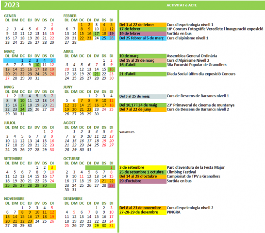 calendari d'activitats 2023